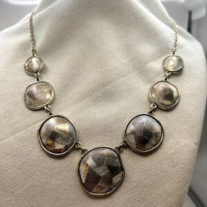 Avon SAQ silver tone Textured Disc Statement Necklace